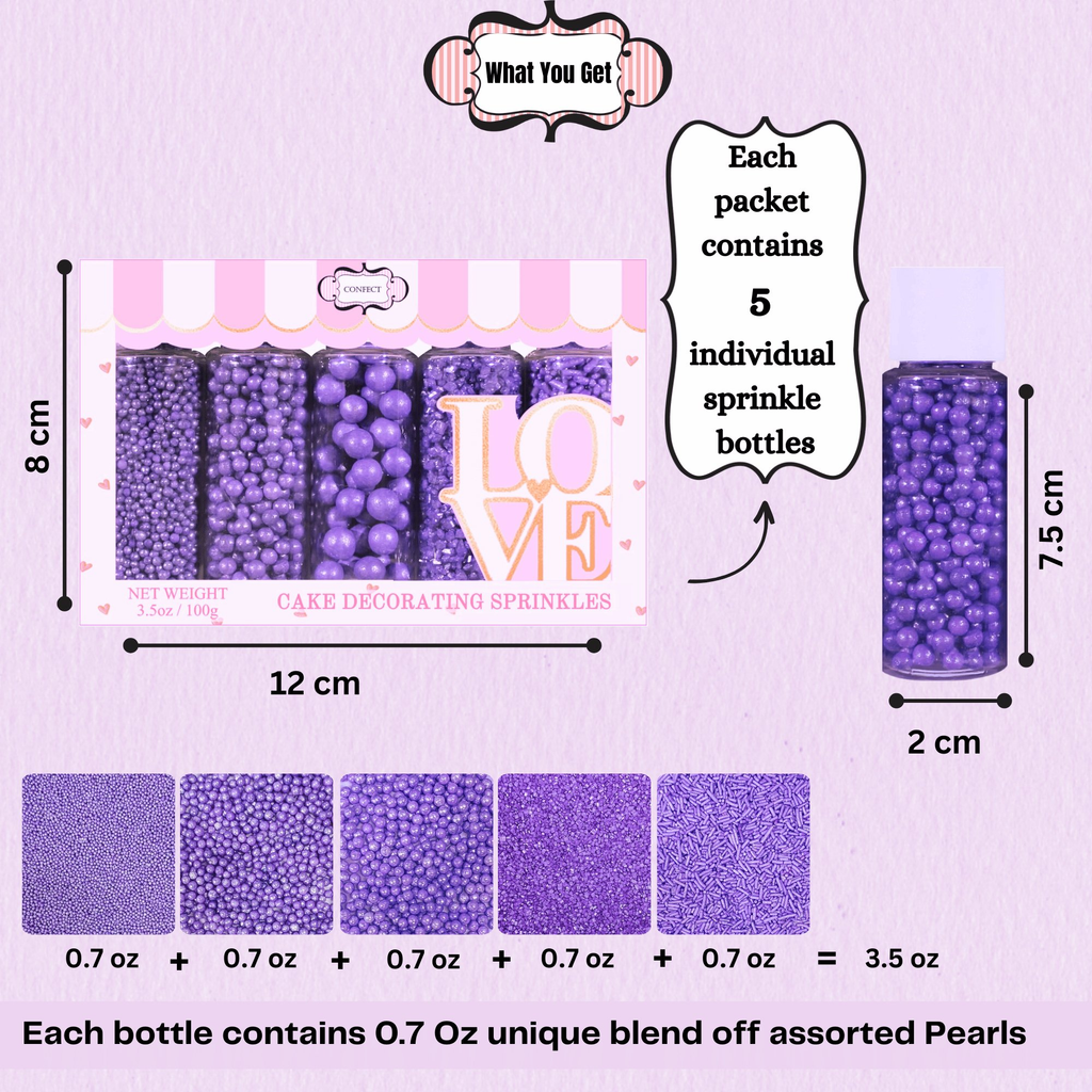 Confect Sprinkles for Cakes & Cupcakes Decoration | USP-3(Lavender) | Grocsy