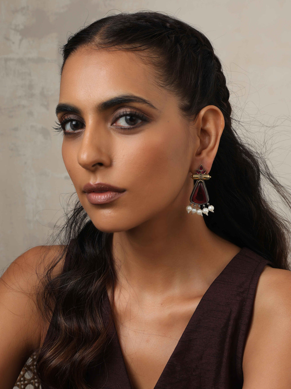 trueBrowns Silver Gold Tone Petal Dangle Earrings | Grocsy