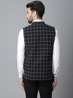 Even Apparels Men's Black Nehru Jacket With Welt Pockets | Grocsy