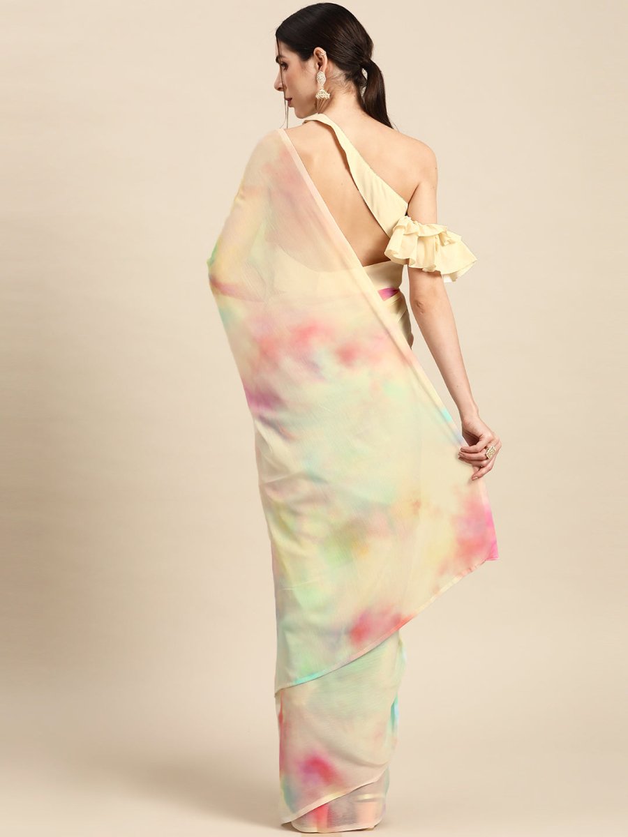 Ahalyaa Abstract Digital Printed Chiffon Saree | Grocsy