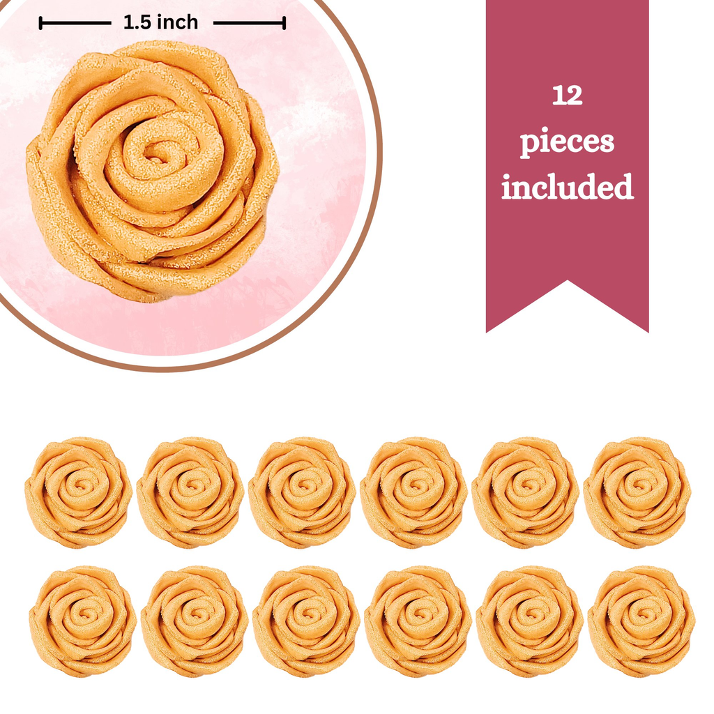 Confect Gold | Edible Metallic Sugar Roses Topper | Grocsy