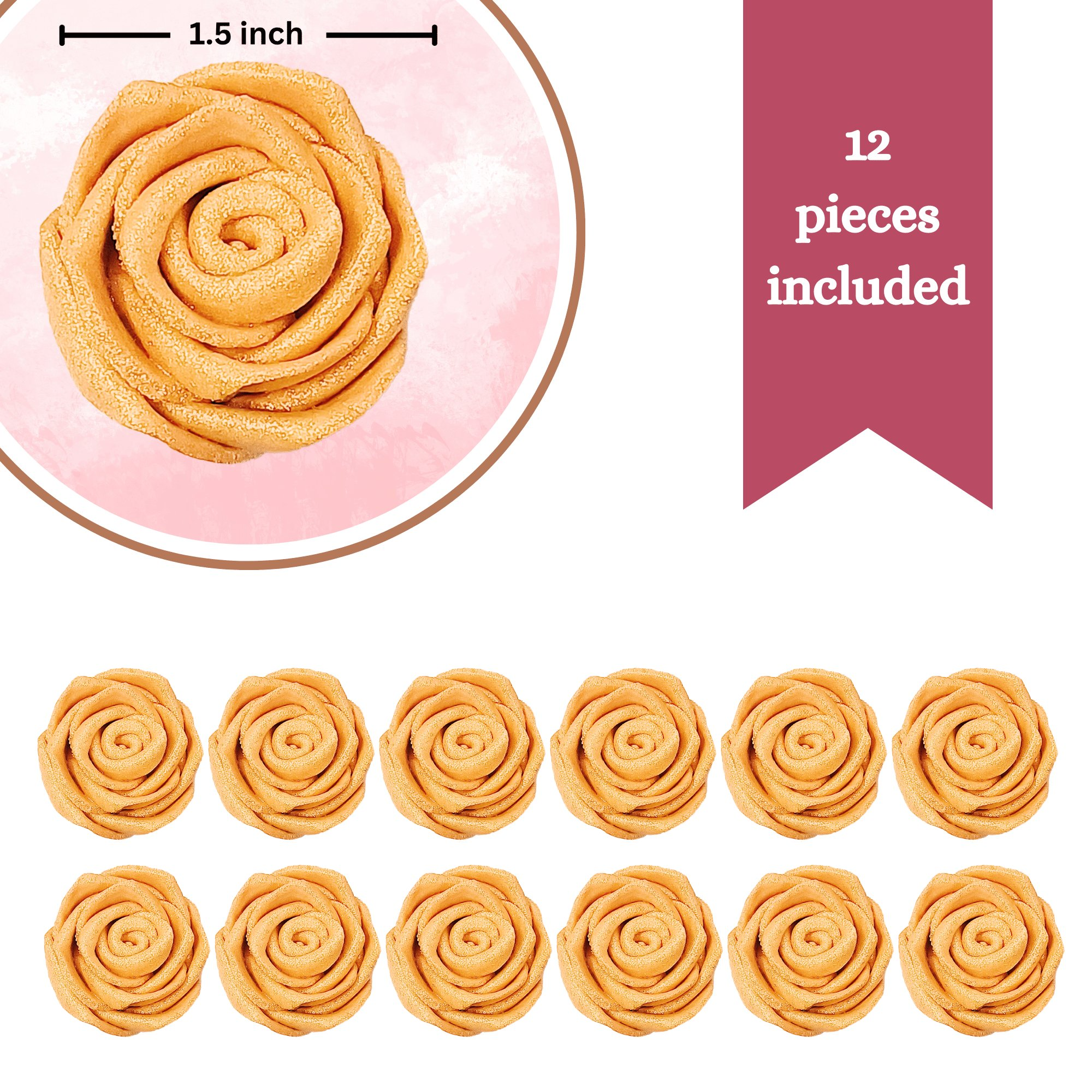 Confect Gold | Edible Metallic Sugar Roses Topper | Grocsy