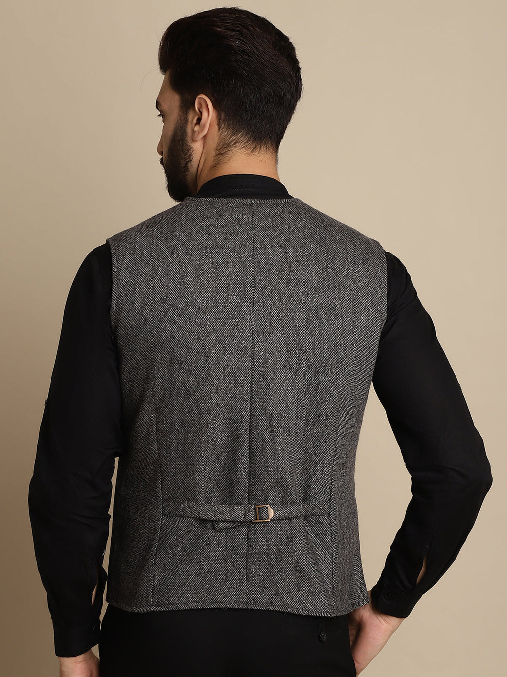 Even Apparels Men's Grey Woolen Waistcoat With Patch Pocket | Grocsy