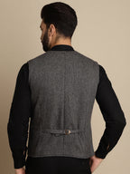 Even Apparels Men's Grey Woolen Waistcoat With Patch Pocket | Grocsy