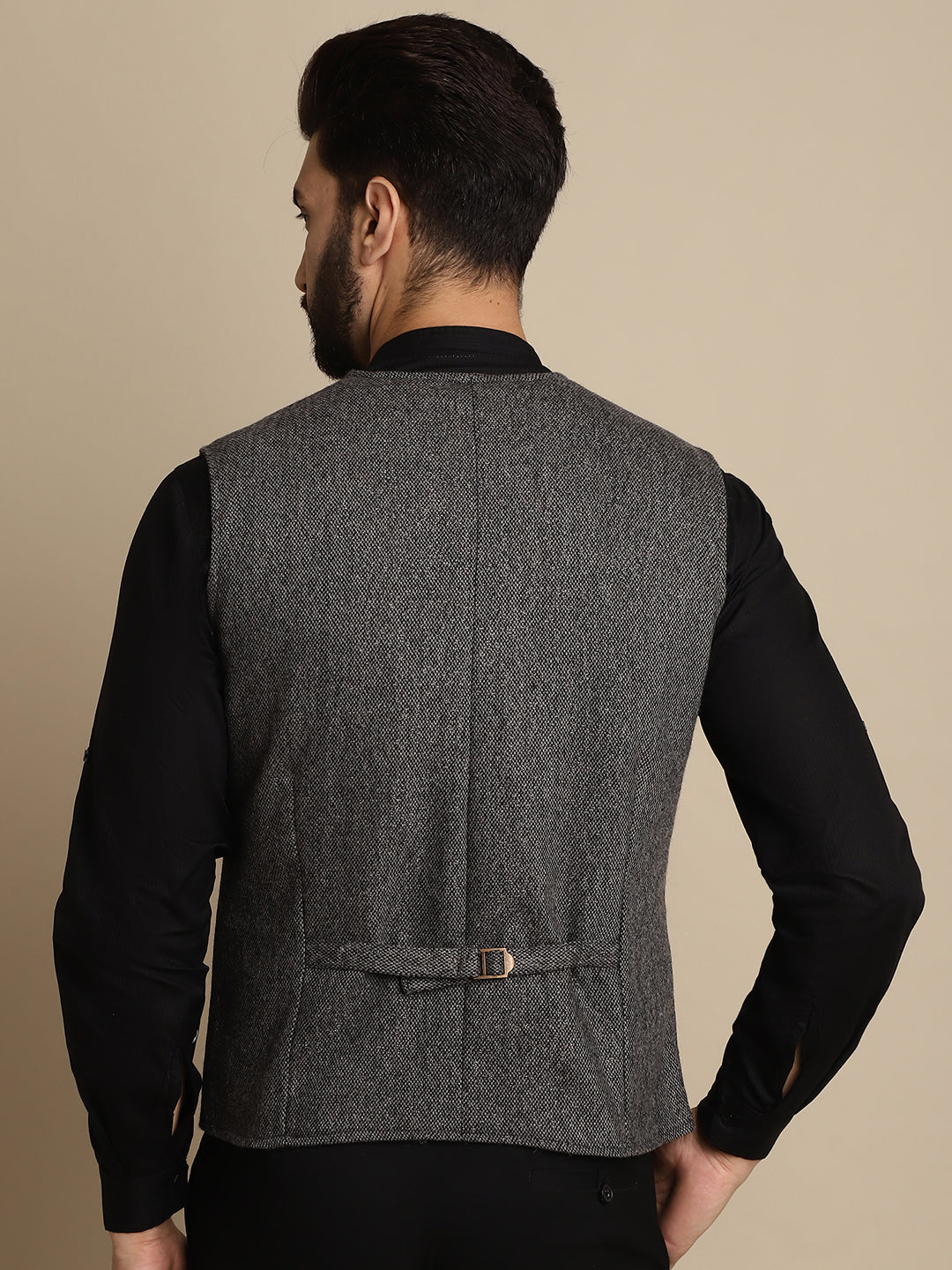 Even Apparels Men's Grey Woolen Waistcoat With Patch Pocket | Grocsy