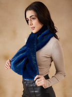 InWeave Women's Royal Blue Faux Fur Neck Warmer | Grocsy