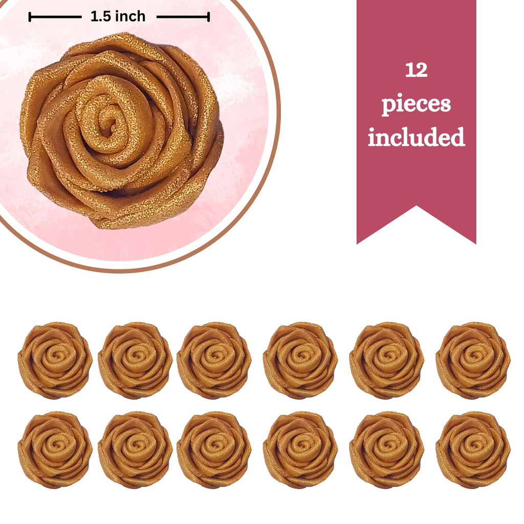 Confect Copper | Edible Metallic Sugar Roses Topper | Grocsy