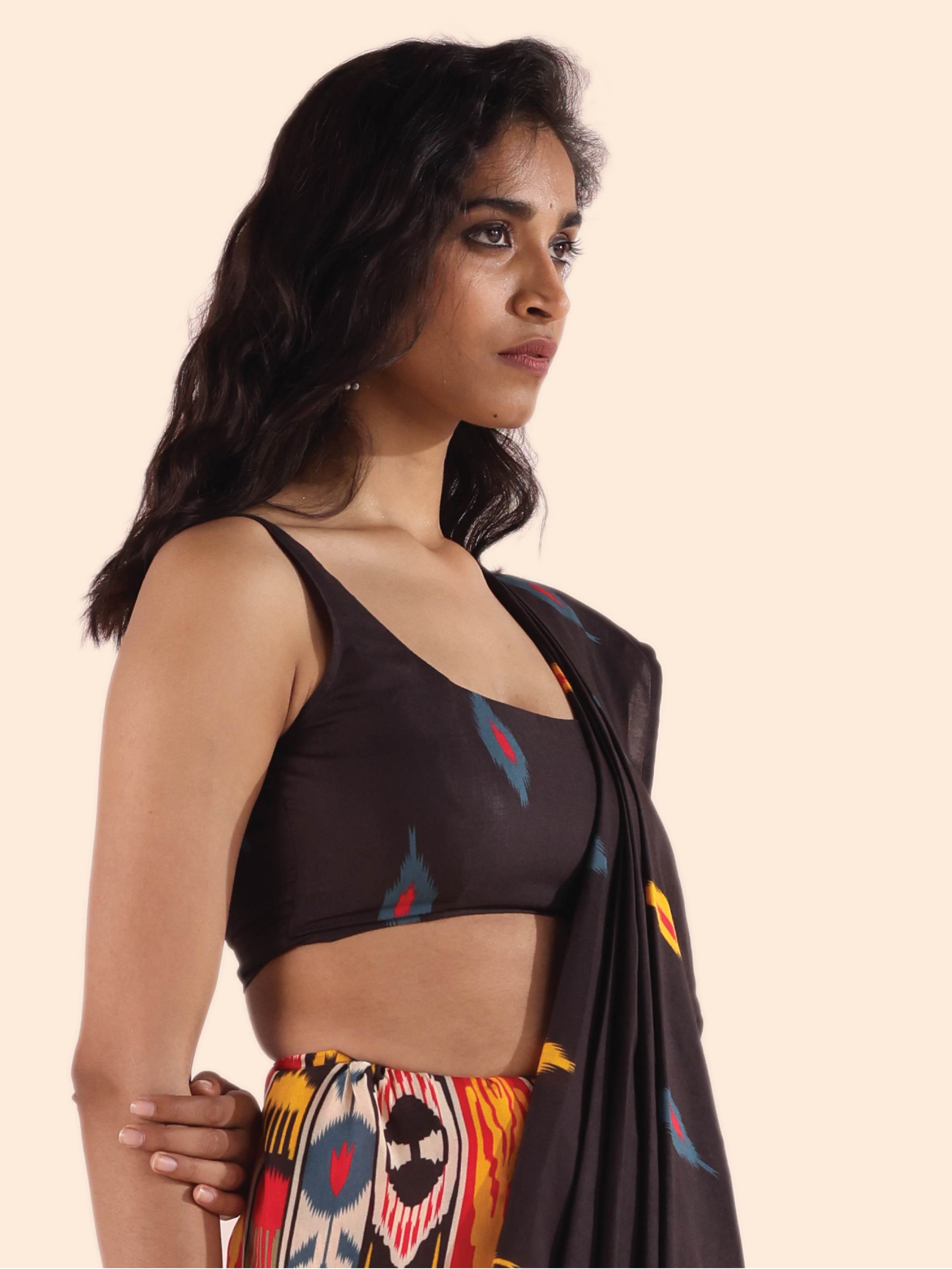 trueBrowns Cola Muslin Ikat Sleeveless Blouse | Grocsy
