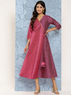 Ahalyaa Colourblocked Printed Wrap Ethnic Dress | Grocsy