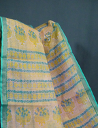 Magenta Pink And Mint Green Block Print Pure Kota Cotton Saree By Gayathri Reddy Designer Studio | Grocsy