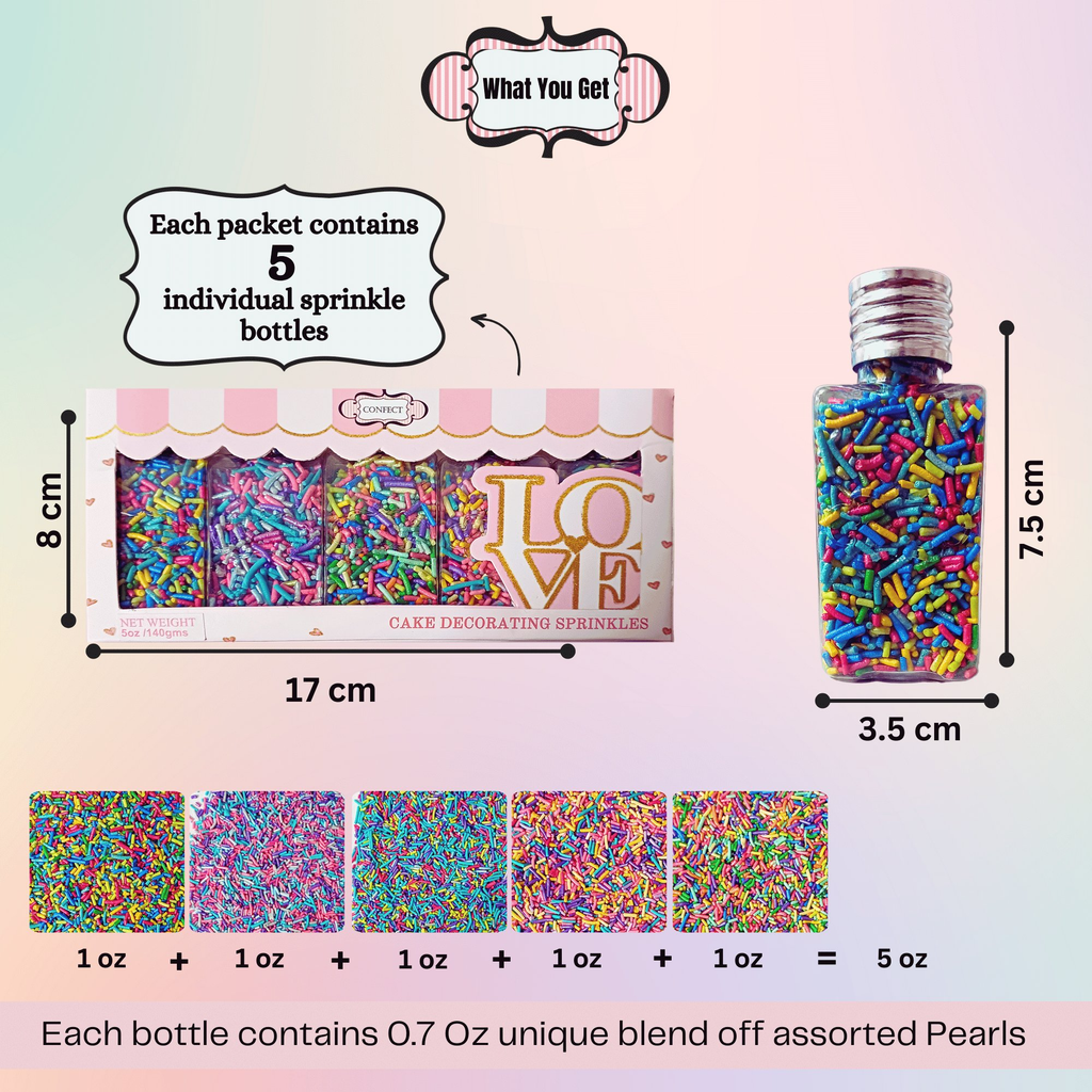 Confect Rainbow Magic Sprinkles | (03) Mix Colourful Sprinkles | Grocsy