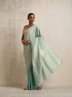 trueBrowns Blue Gold Lurex Ready To Wear Saree | Grocsy