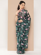 Ahalyaa Floral Poly Chiffon Saree | Grocsy