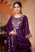 Anaita Wine Readymade Suit with Embroidery Work | Grocsy