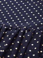 Ahalyaa Women Navy Blue & Golden Polka Dots Print Tiered Beautiful Tunic | Grocsy