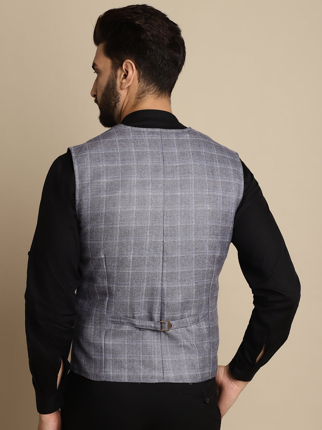 Even Apparels Men's Grey Double Breast Waistcoat | Grocsy