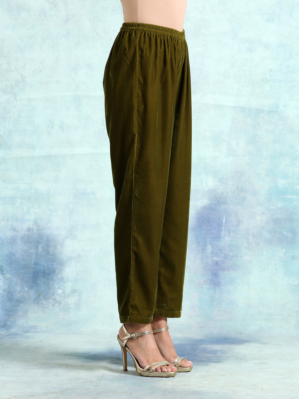 trueBrowns Mehandi Velvet Pant | Grocsy
