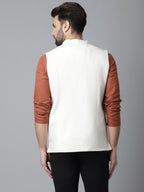 Even Apparels Men's White Pure Wool Nehru Jacket | Grocsy
