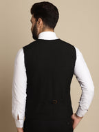 Even Apparels Men's Black Waistcoat With Patch Pocket | Grocsy