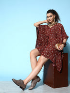 InWeave Women's Burgundy Jaal Print Kaftan Dress | Grocsy