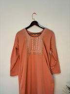 trueBrowns Orange Straight Kurta Set | Grocsy