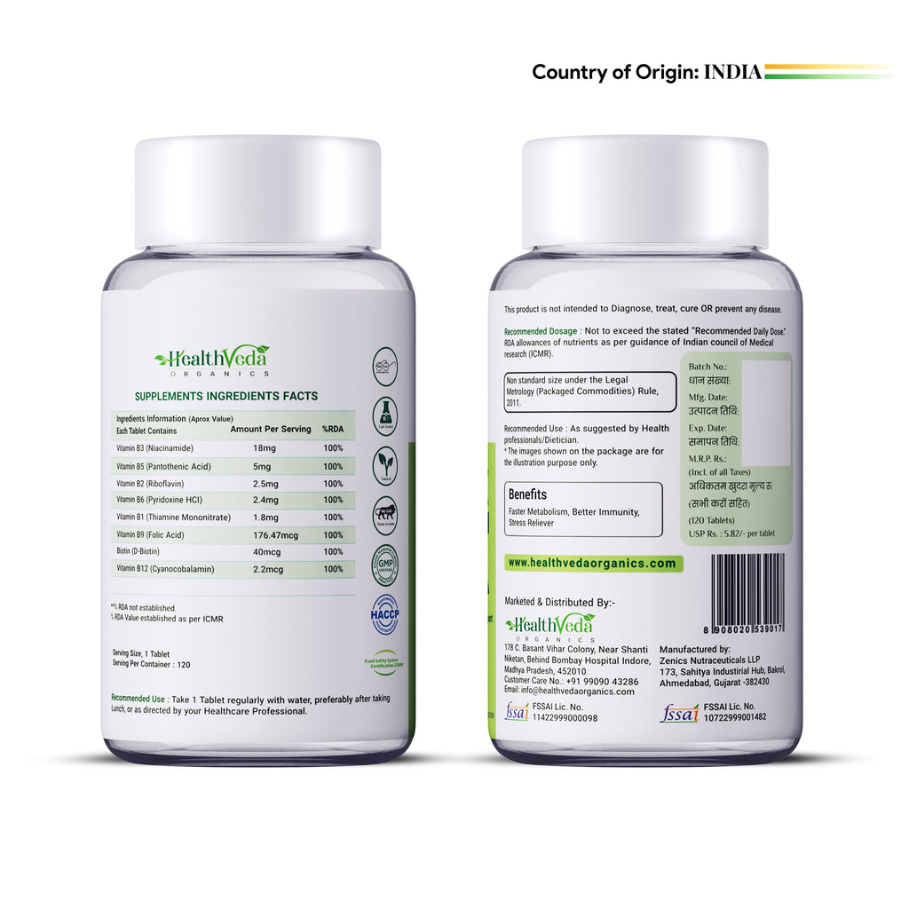 Health Veda Organics Plant Based B-Complex Tablets | Grocsy