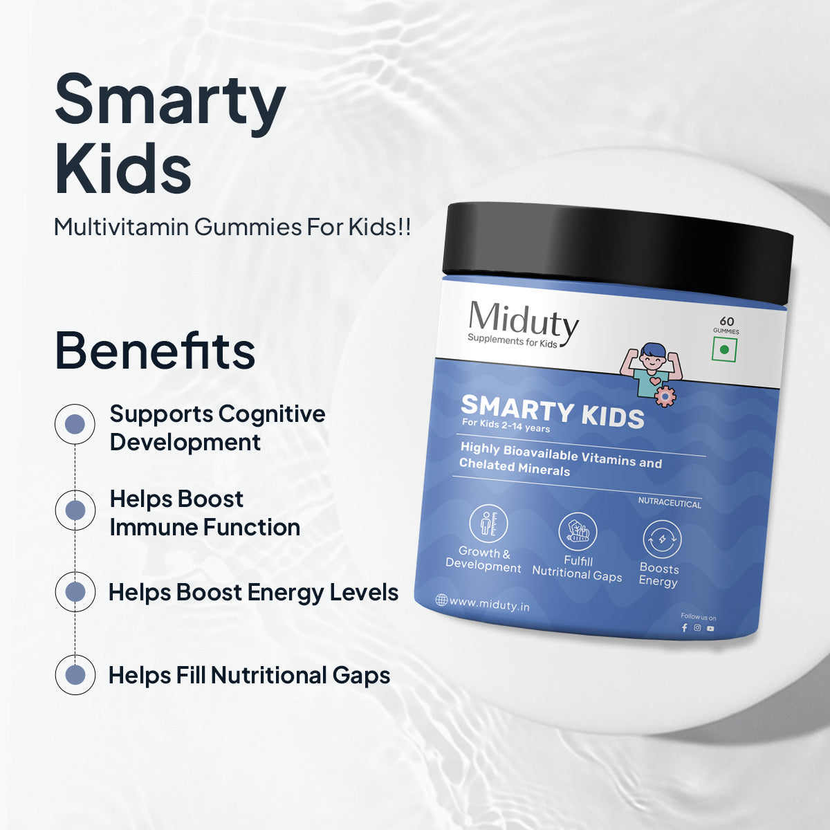 Miduty by Palak Notes Smarty Kids Multivitamin Gummies | Grocsy