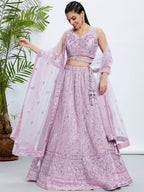 House of Panchhi Sea Green Georgette Sequins And Thread Embroidery Lehenga Choli & Dupatta | Grocsy