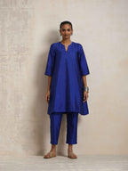 trueBrowns Blue Silk Kurta Co-ord Set | Grocsy