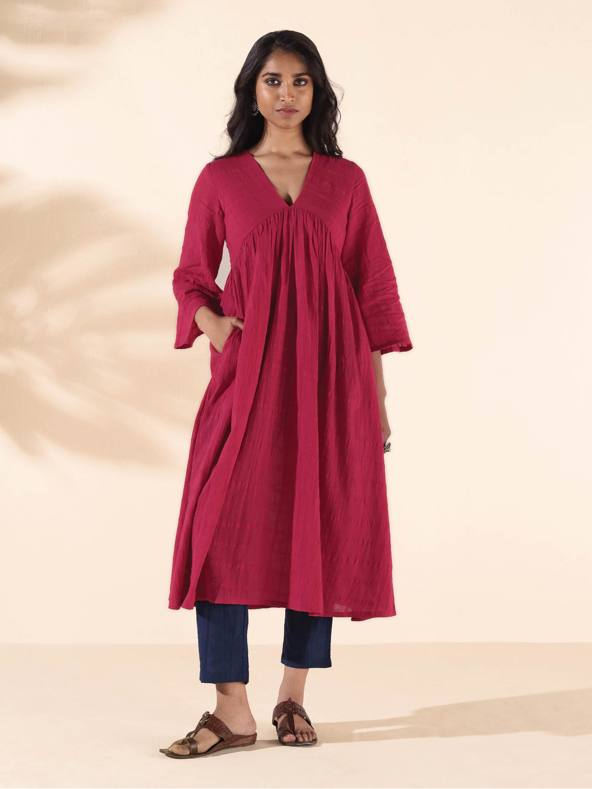 trueBrowns Carrot Cotton Dobby Flared Kurta Pant Set | Grocsy