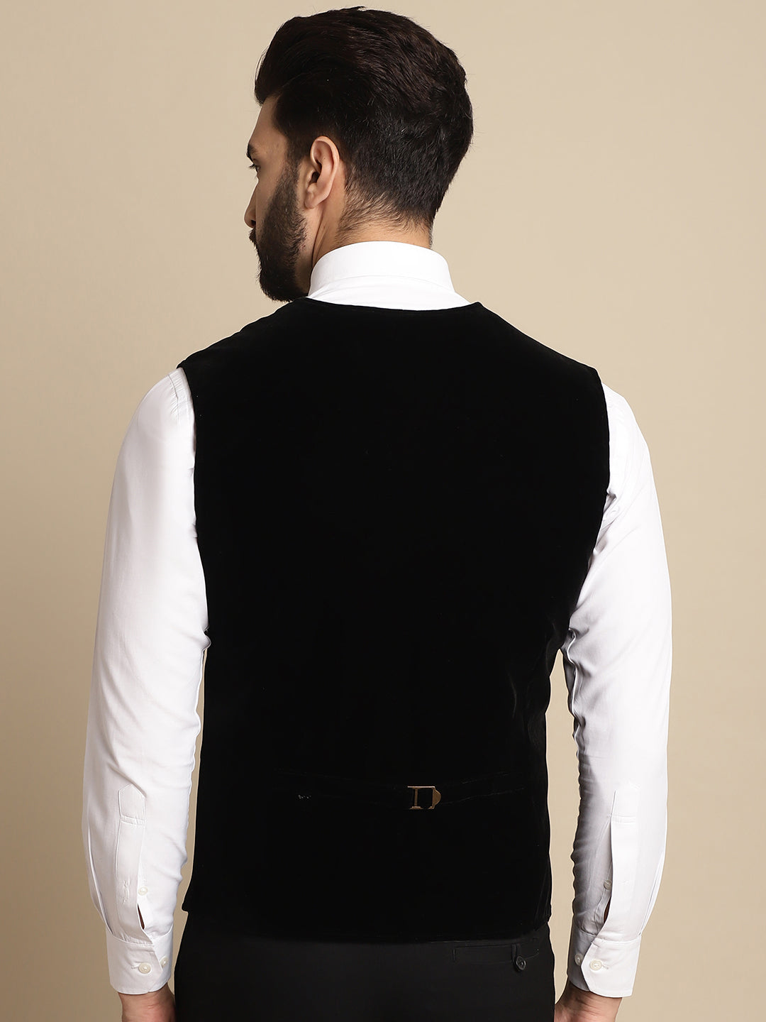 Even Apparels Men's Black Waistcoat with welt pockets | Grocsy