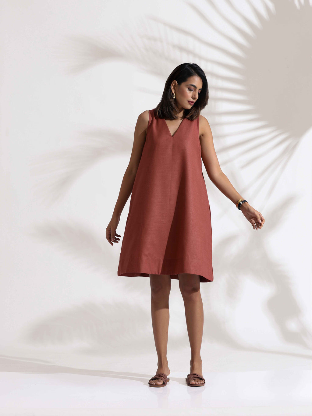 trueBrowns Pink Slub Dress | Grocsy