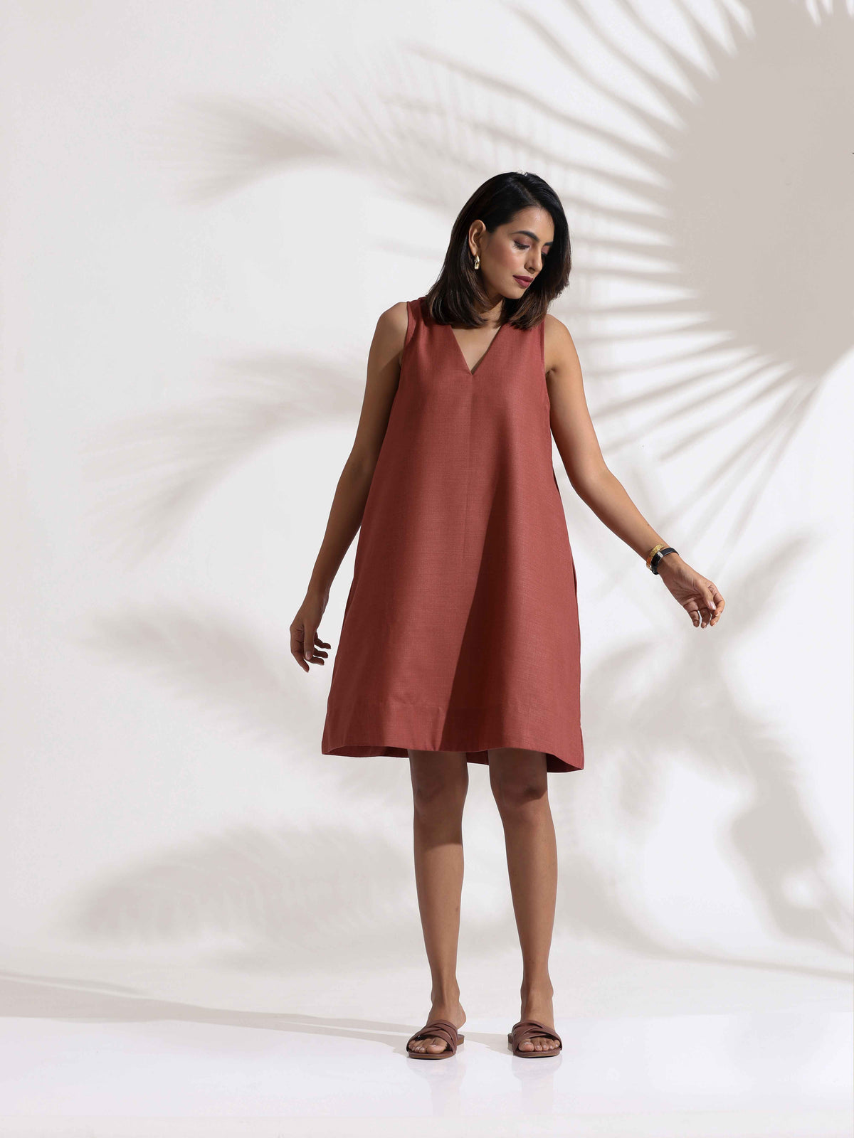 trueBrowns Pink Slub Dress | Grocsy