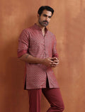 trueBrowns Men's Rust Cotton Dobby Short Kurta | Grocsy