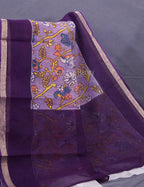 Lavendar & Blue Combo Bird Design Pure Kota Cotton Saree By Gayathri Reddy Designer Studio | Grocsy