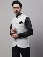 Even Apparels Men's Grey Pure Wool Nehru Jacket | Grocsy