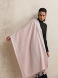 trueBrowns Pink Geometric Woollen Stole | Grocsy