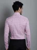 Jainish Men's Geomatric Printed Formal Shirts - Magenta | Grocsy