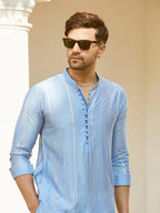 Fabmade Embroidered Regular Sequinned Chanderi Silk Kurta With Pyjamas | Grocsy