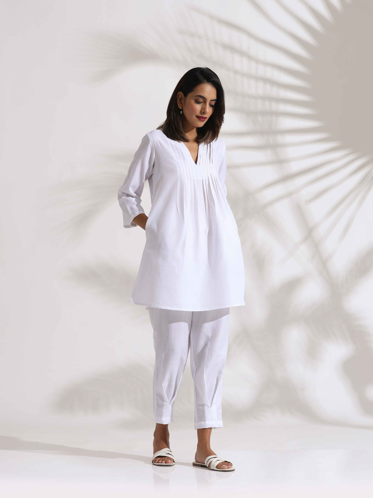 trueBrowns White Slub Co-ord Set | Grocsy