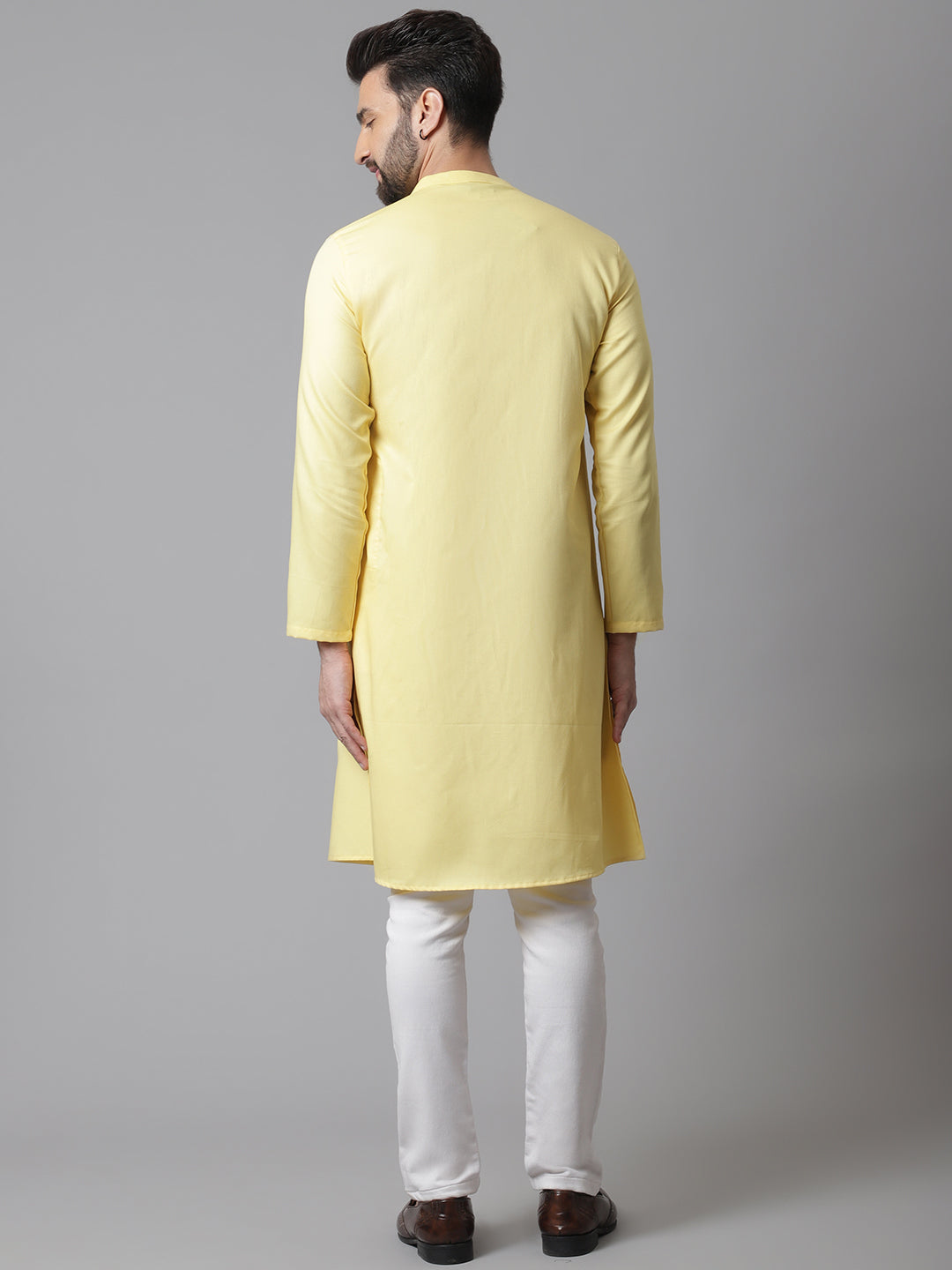 Even Apparels Yellow Sherwani Kurta With Asymetrical Cut | Grocsy