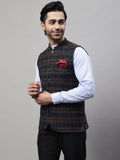 Even Apparels Men's Black Nehru Jacket With Welt Pockets | Grocsy