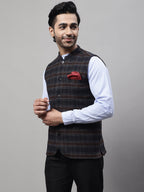 Even Apparels Men's Black Nehru Jacket With Welt Pockets | Grocsy