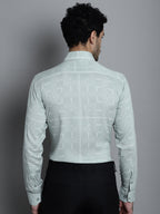 Jainish Men's Geomatric Printed Formal Shirts - Pista | Grocsy