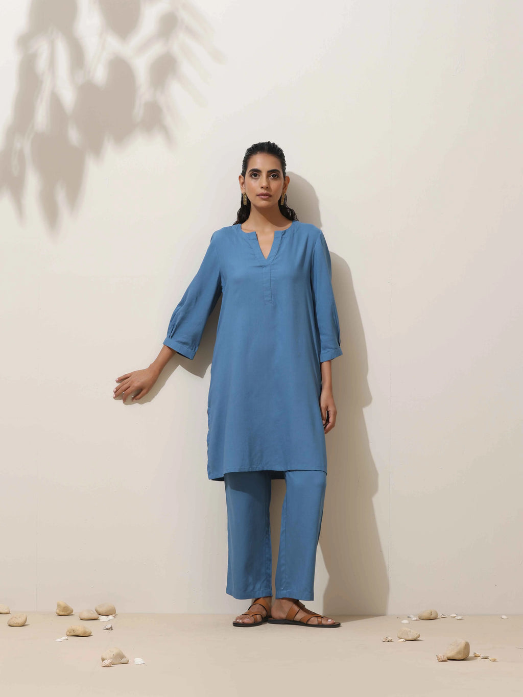 trueBrowns Blue Viscose Co-ord Set | Grocsy