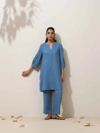 trueBrowns Blue Viscose Co-ord Set | Grocsy