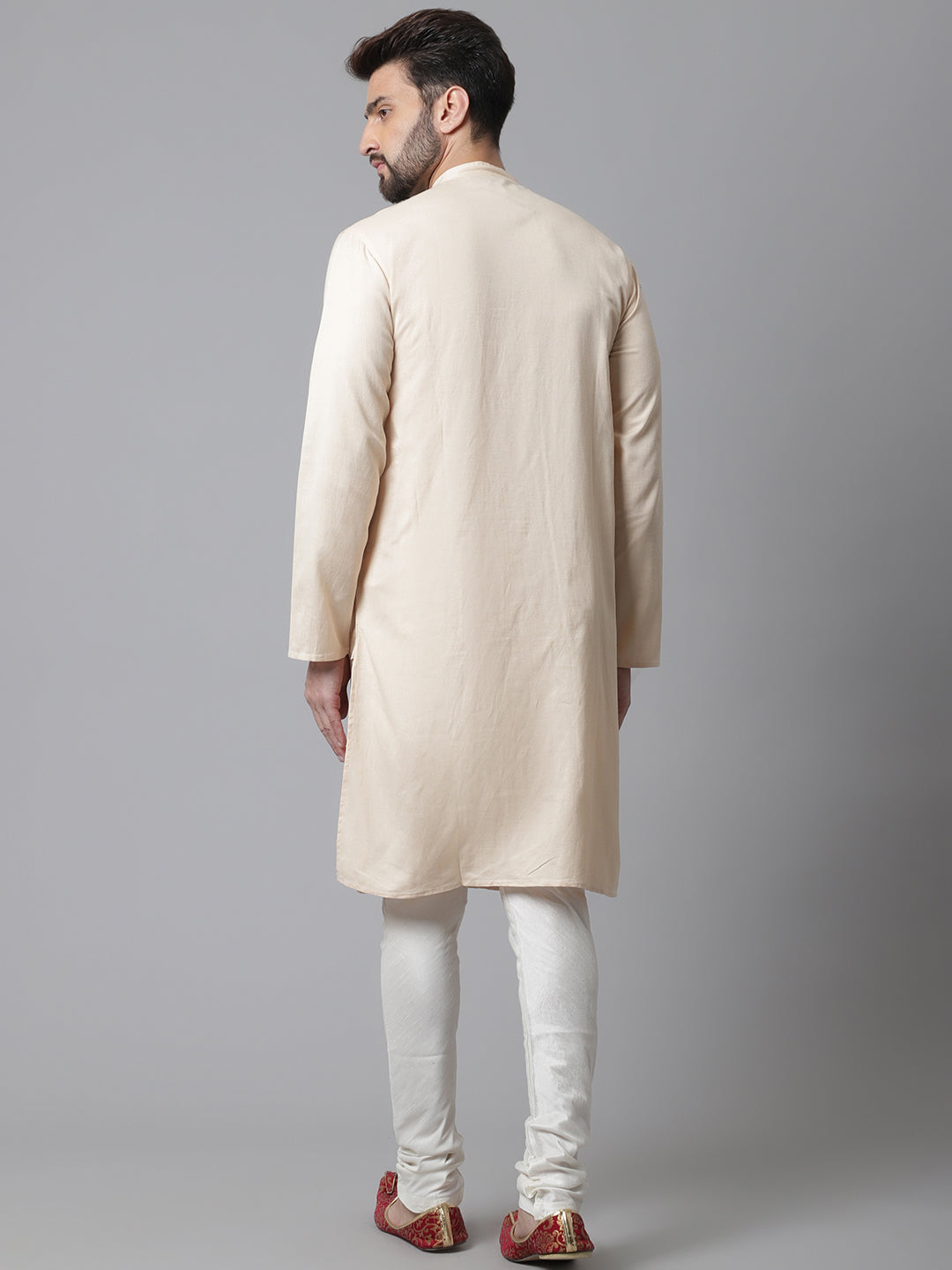 Even Apparels Brown Pure Cotton Kurta With Band Collar | Grocsy