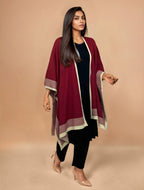 trueBrowns Maroon Woollen Kaftan Cape | Grocsy