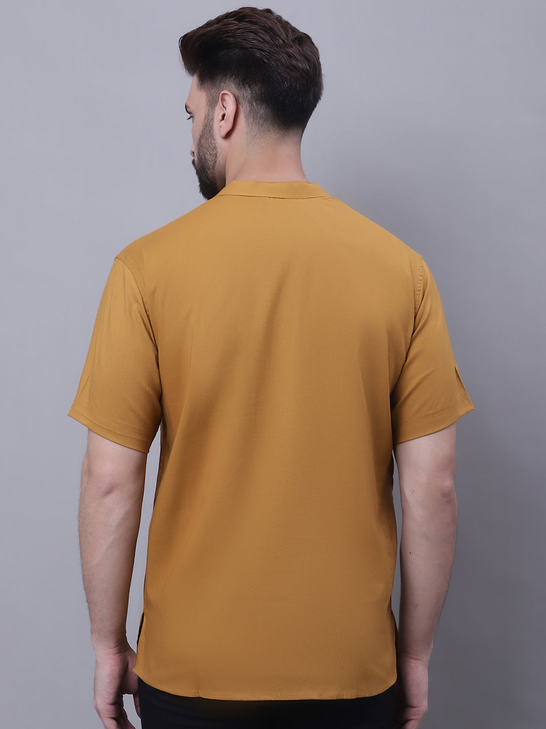 Even Apparels Brown Pure Cotton Short Kurta With Band Collar | Grocsy