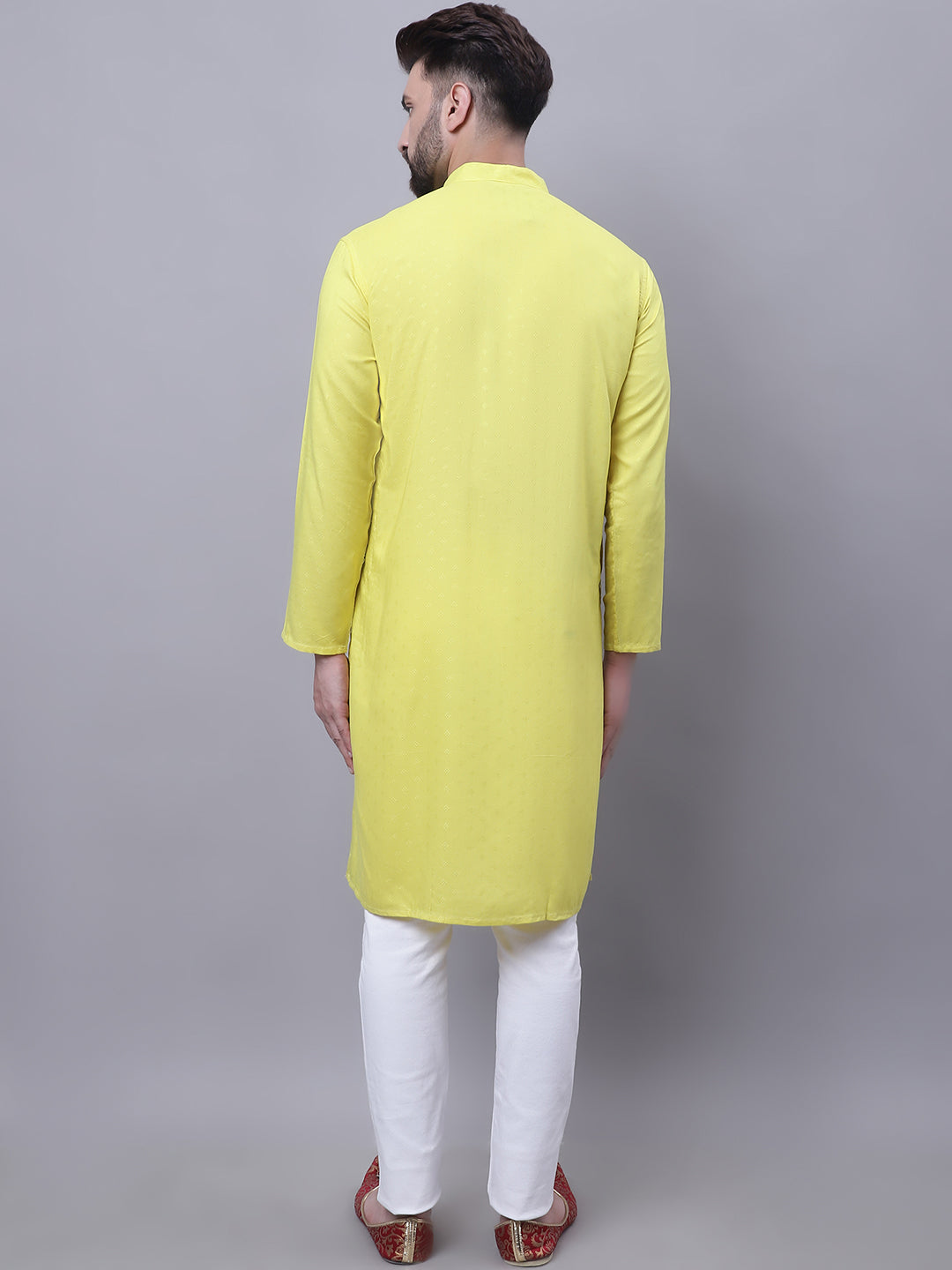 Even Apparels Yellow Pure Cotton Short Sleeves Kurta With Band Collar | Grocsy